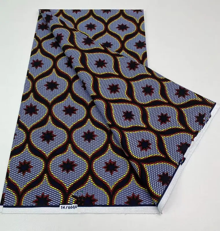 Authentic African Wax Print Fabric – 6 Yards 100% Cotton Satin Finish