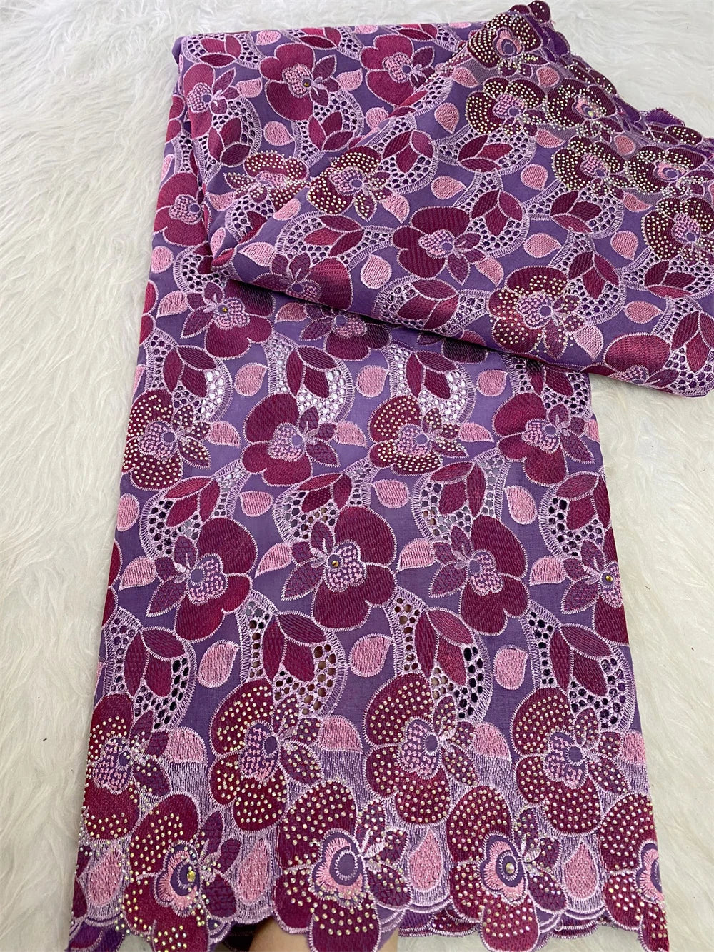 2025 Nigerian Tulle Lace Fabric – 5 Yards High-Quality Cotton Damask Embroidered Lace for Wedding & Party Dresses