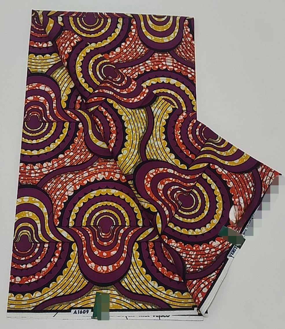 Authentic African Wax Print Fabric – 6 Yards 100% Cotton Satin Finish