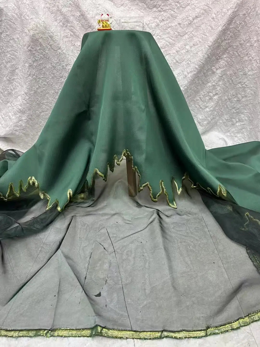 2025 Nigerian Brocade Lace Fabric – 5 Yards High-Quality Green Jacquard Tulle for Wedding & Party Dresses