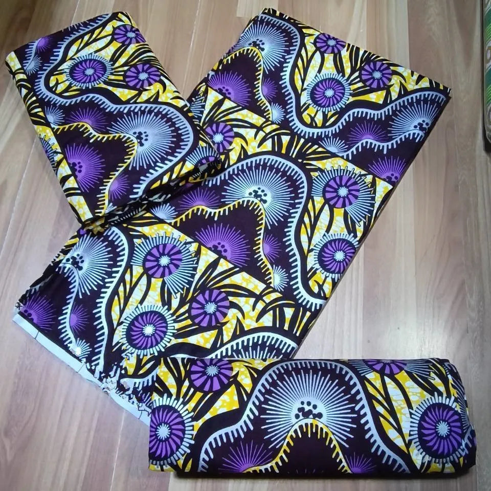 Premium African Ankara Wax Print Fabric – 6 Yards 100% Cotton Cire Finish