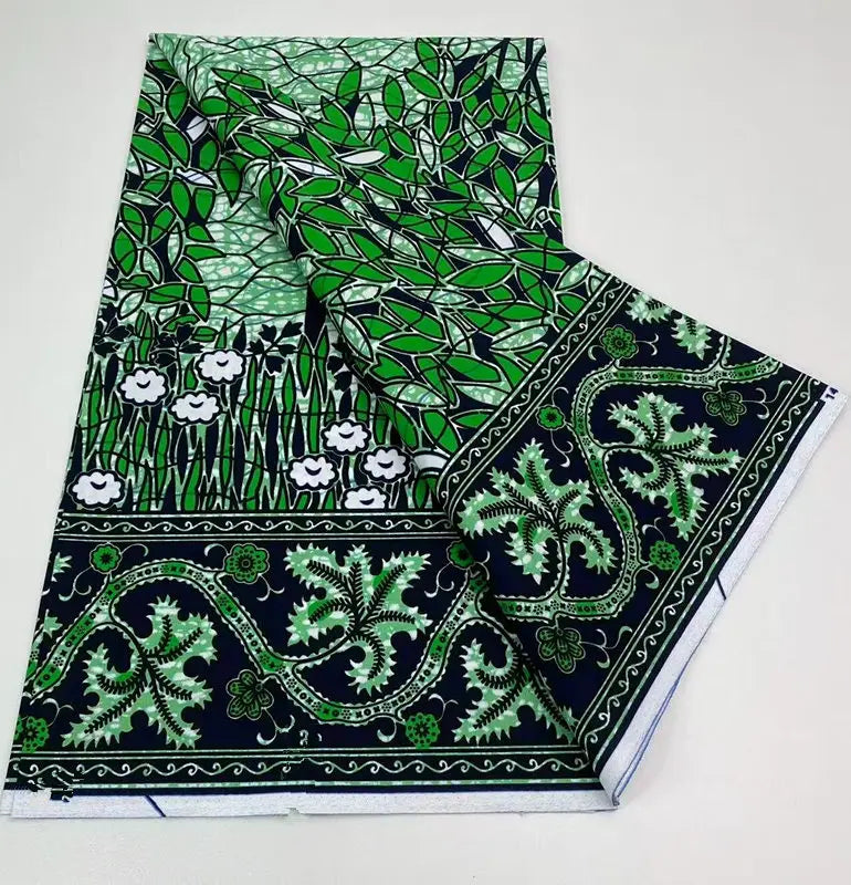 Authentic African Wax Print Fabric – 6 Yards 100% Cotton Satin Finish