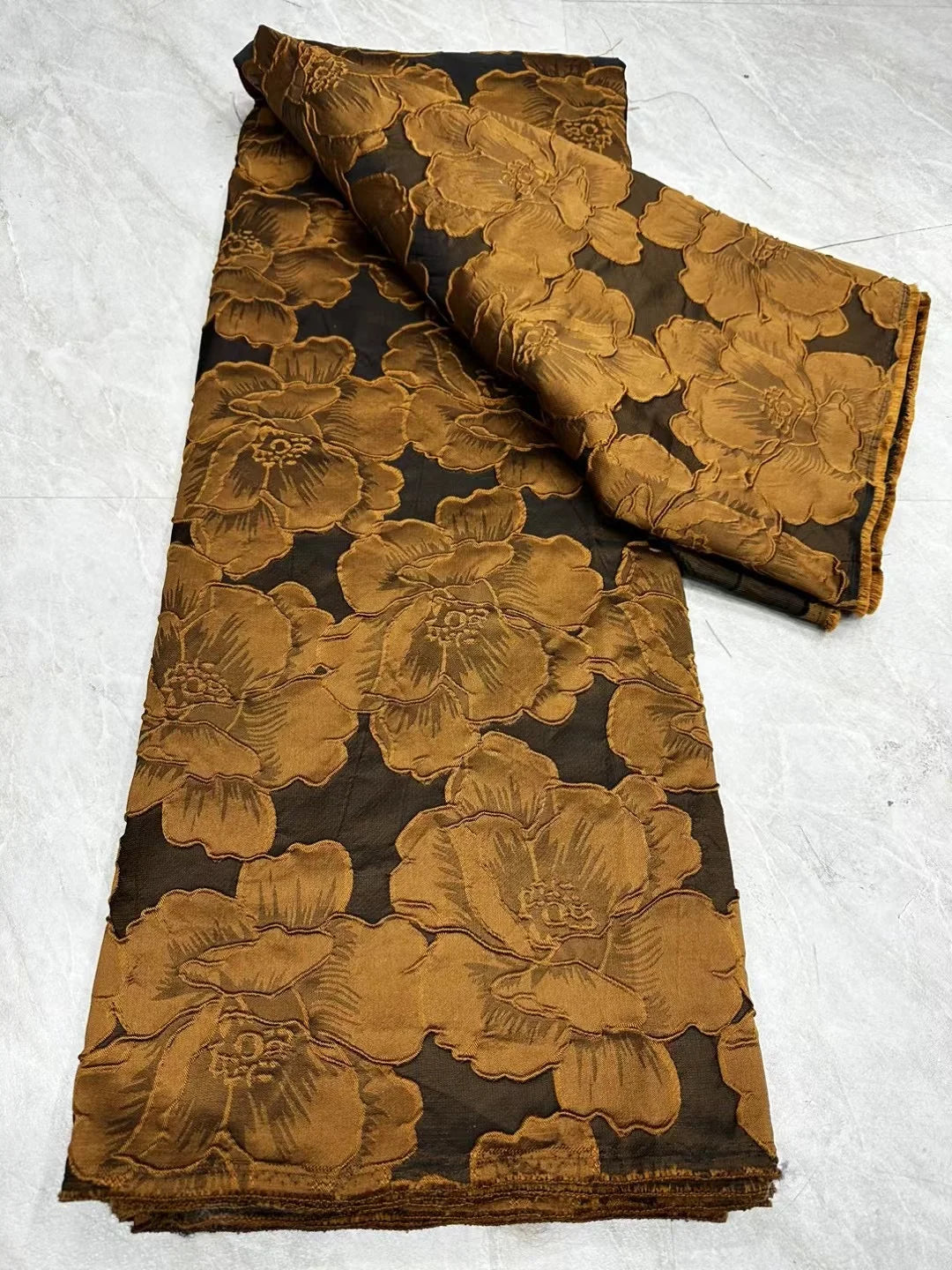 2025 Nigerian Brocade Lace Fabric – 5 Yards High-Quality Gilded Jacquard Lace for Luxury Party Dresses