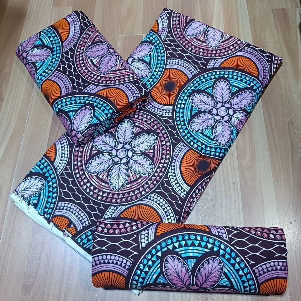 Premium African Ankara Wax Print Fabric – 6 Yards 100% Cotton Cire Finish