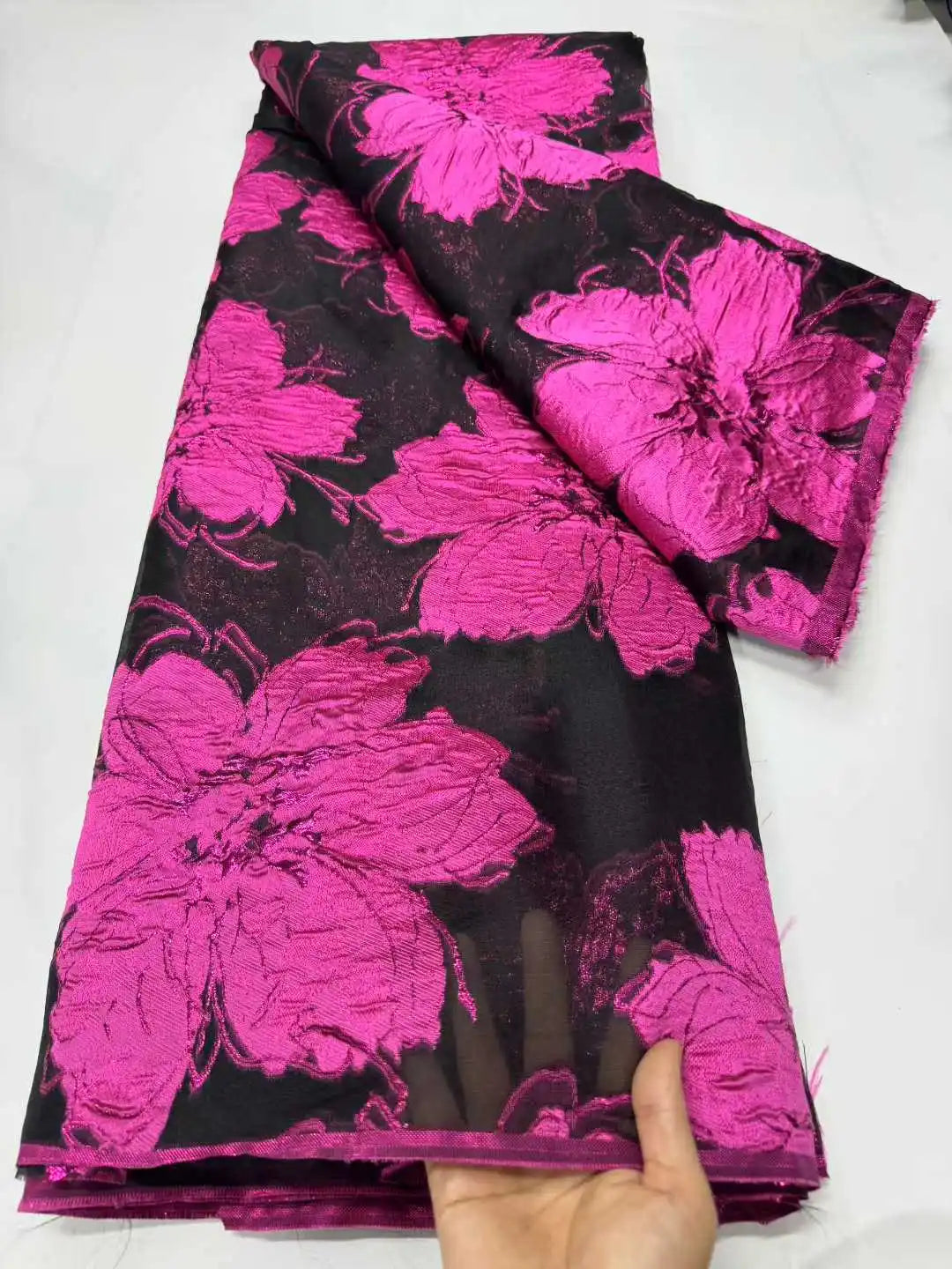 2025 Nigerian Jacquard Lace Fabric – 5 Yards African Embroidered Brocade for Asoebi & Party Dresses
