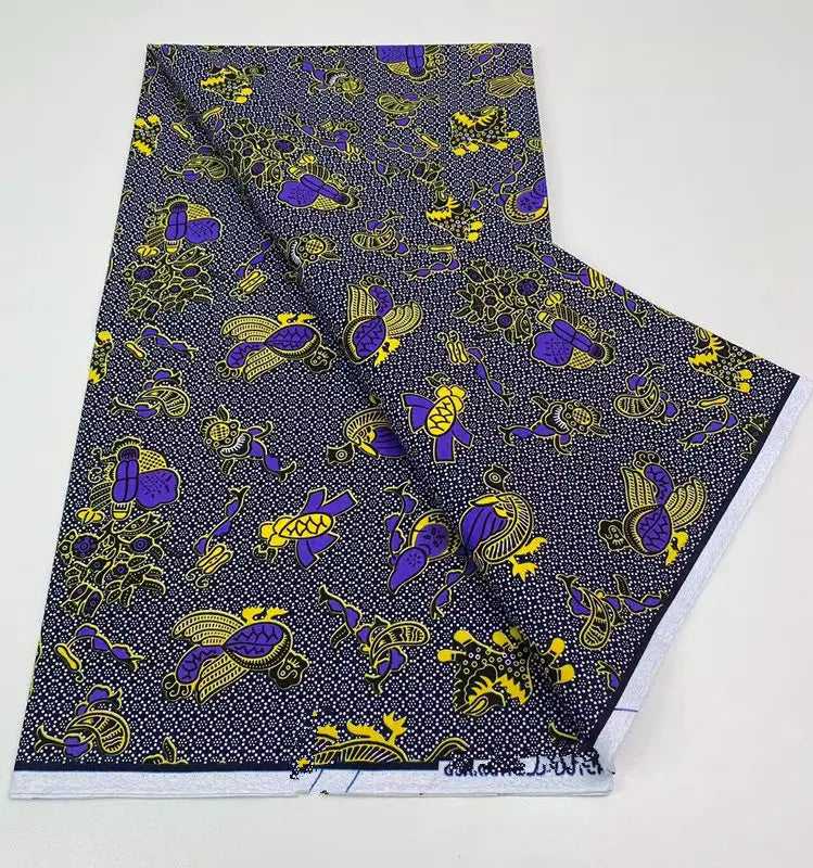 Authentic African Wax Print Fabric – 6 Yards 100% Cotton Satin Finish