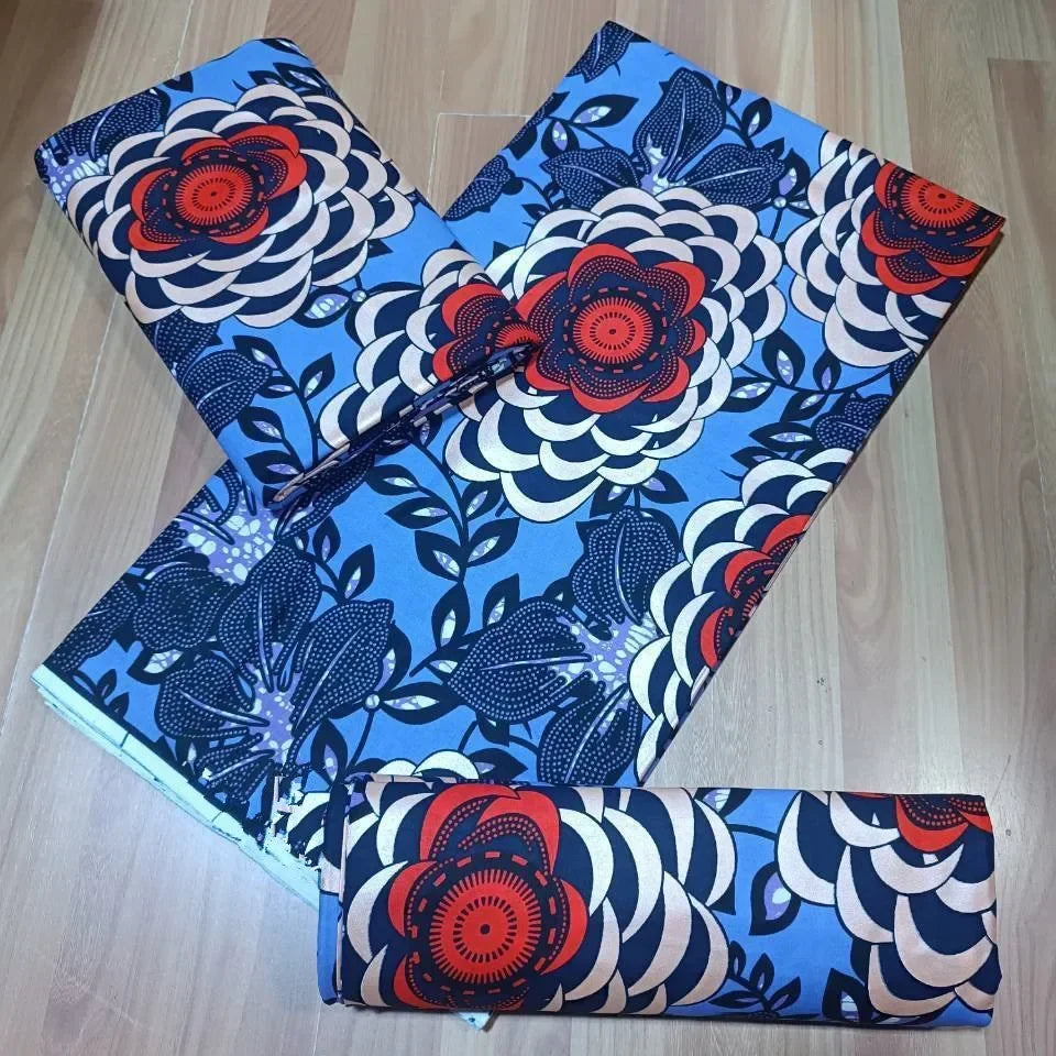 Premium African Ankara Wax Print Fabric – 6 Yards 100% Cotton Cire Finish