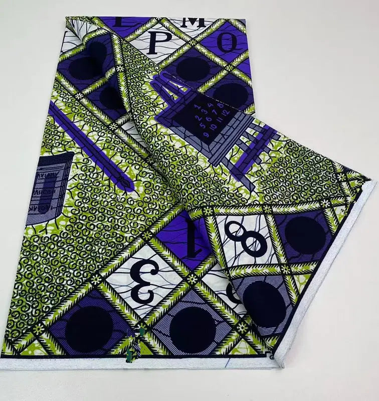 Authentic African Wax Print Fabric – 6 Yards 100% Cotton Satin Finish