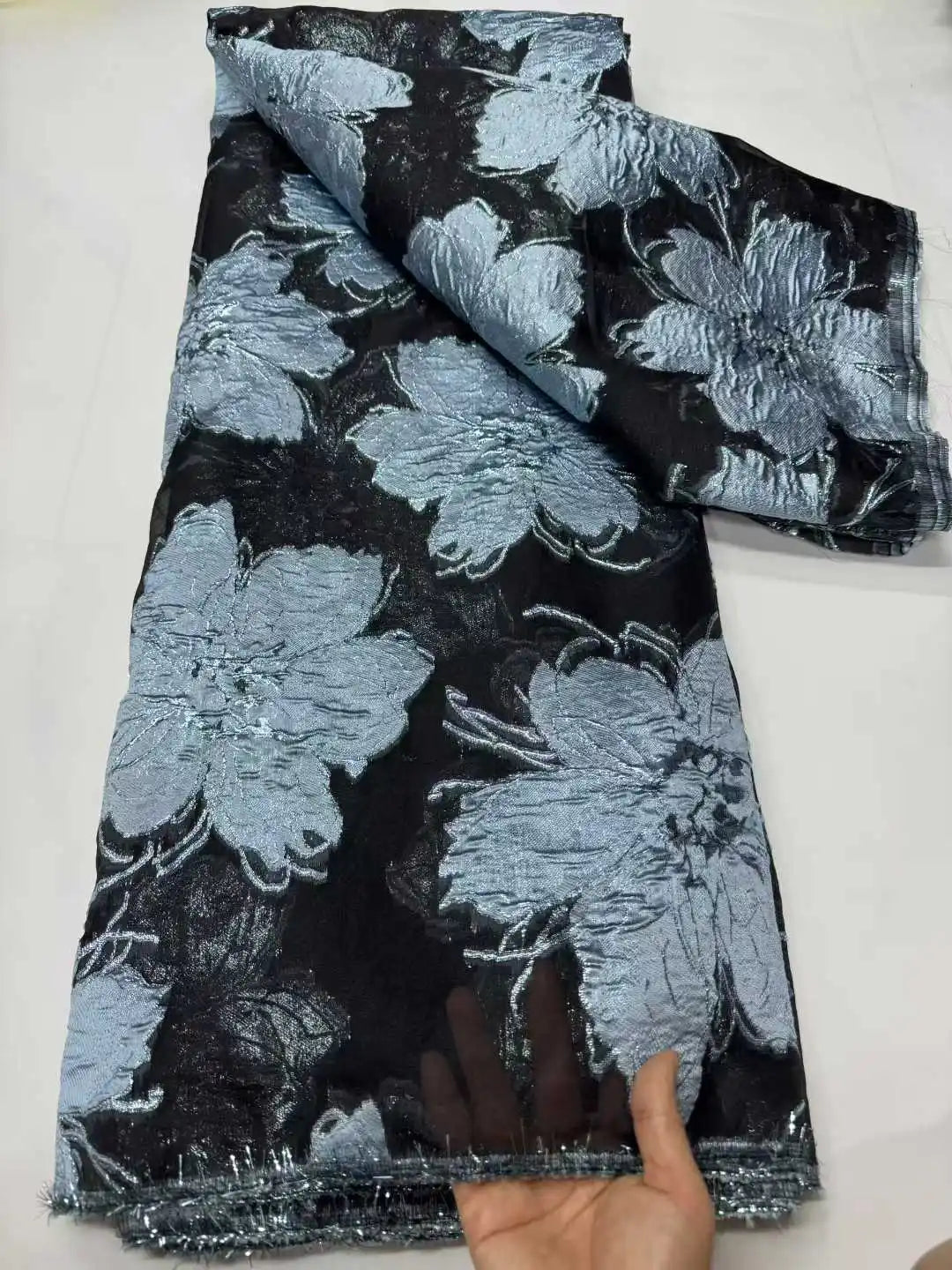 2025 Nigerian Jacquard Lace Fabric – 5 Yards African Embroidered Brocade for Asoebi & Party Dresses