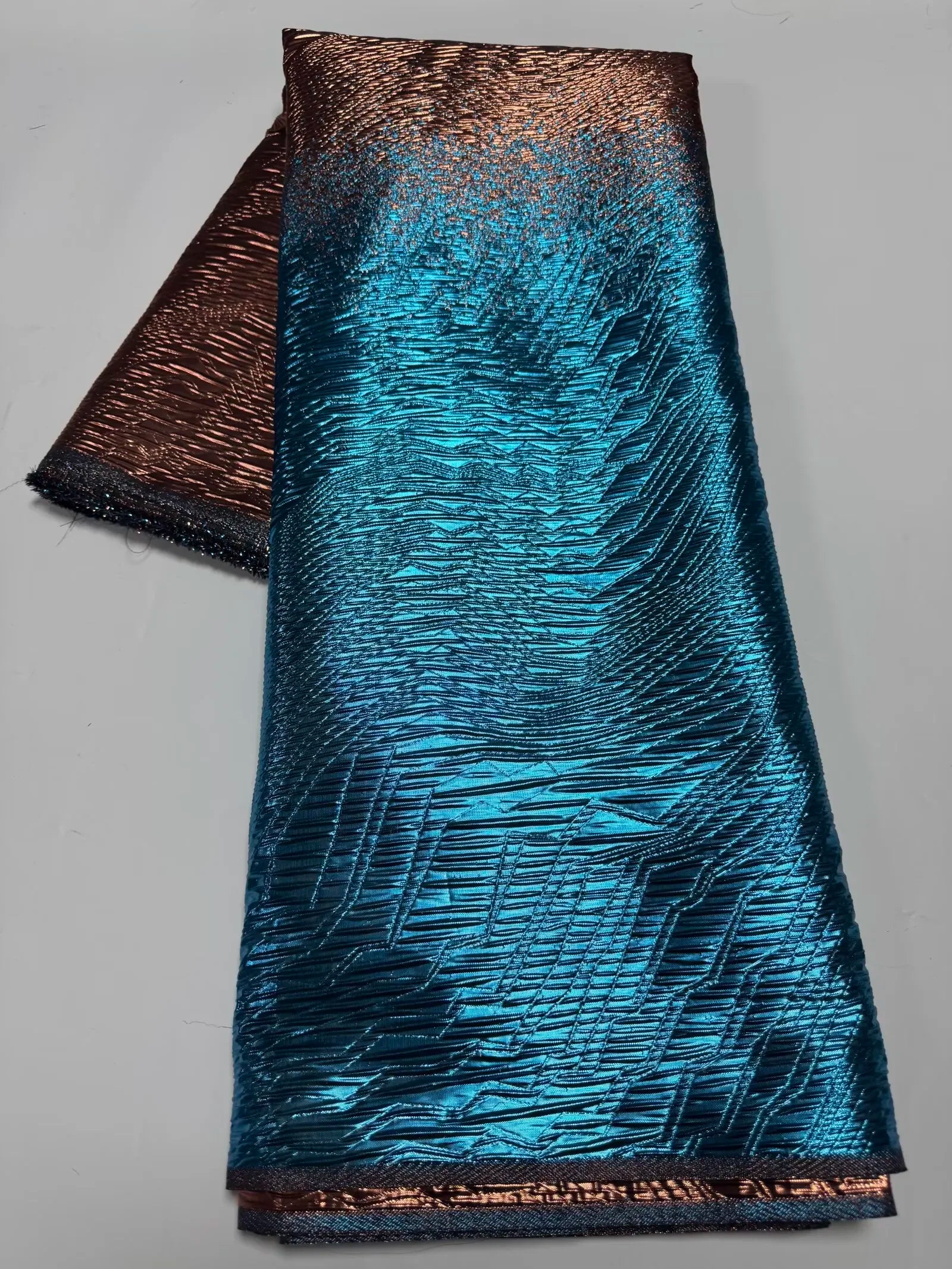 Luxury Gradient Brocade Jacquard Lace Fabric – 2025 African Transparent Mesh with Beaded Detail (120cm Width)