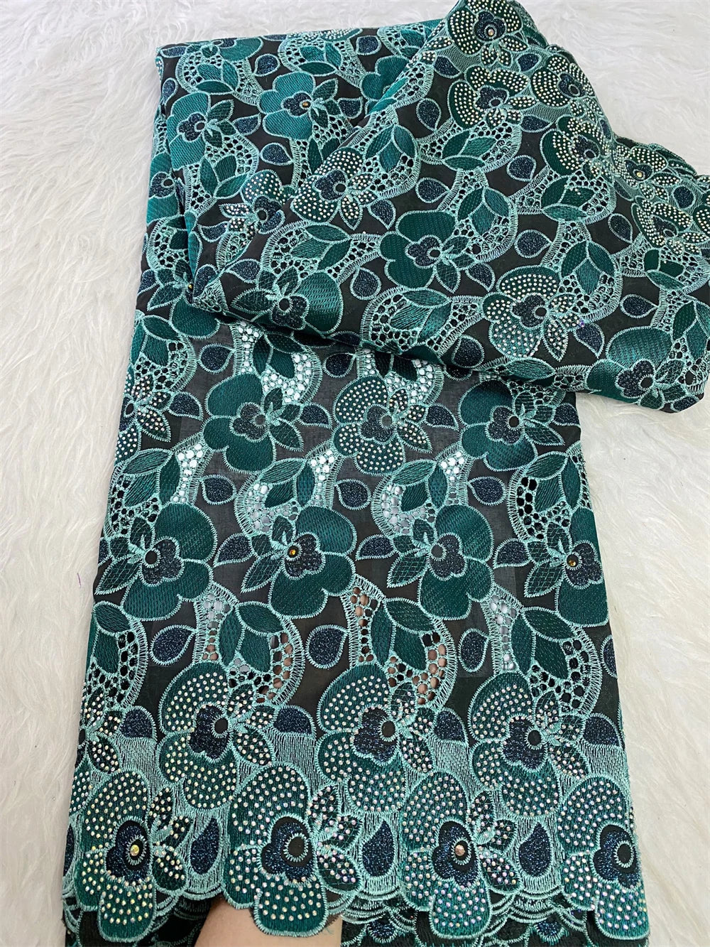 2025 Nigerian Tulle Lace Fabric – 5 Yards High-Quality Cotton Damask Embroidered Lace for Wedding & Party Dresses