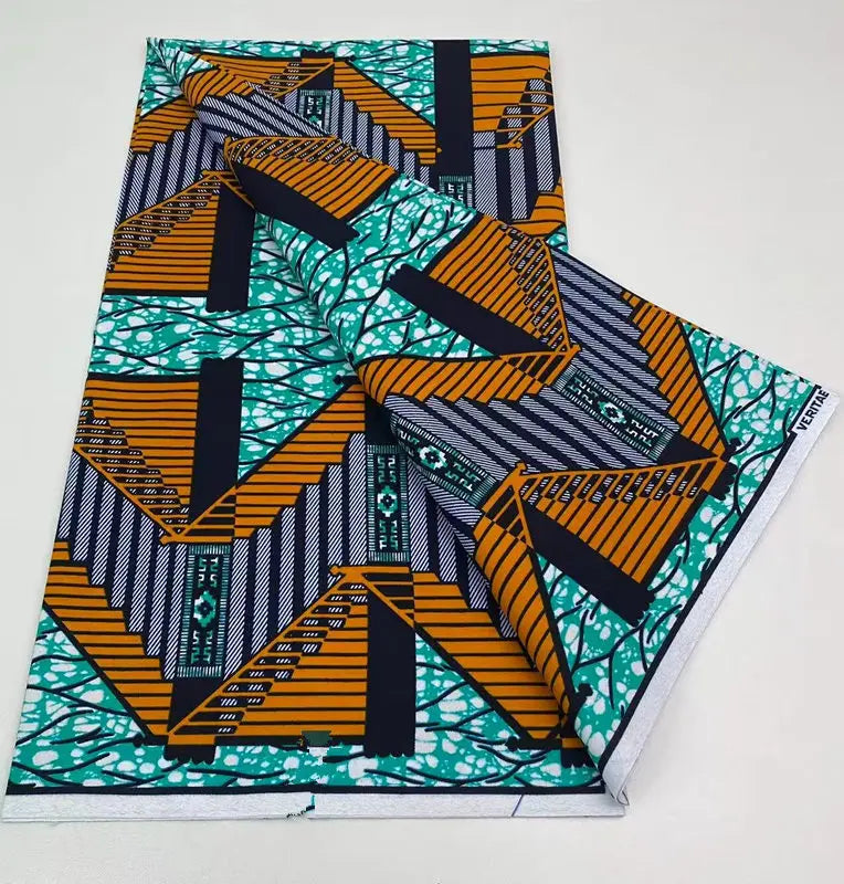 Authentic African Wax Print Fabric – 6 Yards 100% Cotton Satin Finish