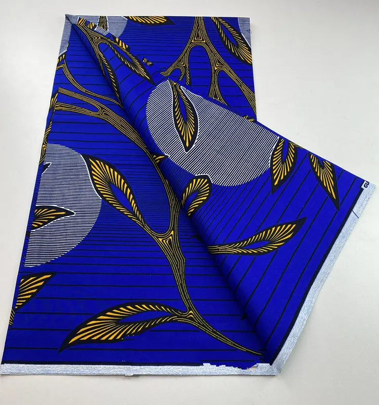 Authentic African Wax Print Fabric – 6 Yards 100% Cotton Satin Finish