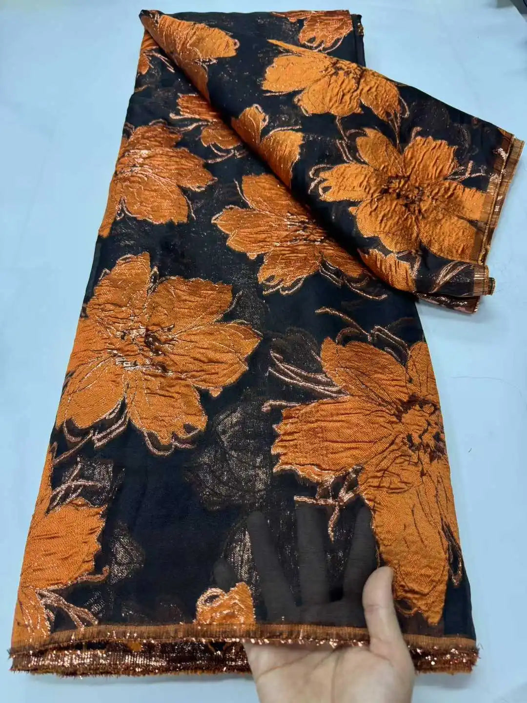 2025 Nigerian Jacquard Lace Fabric – 5 Yards African Embroidered Brocade for Asoebi & Party Dresses