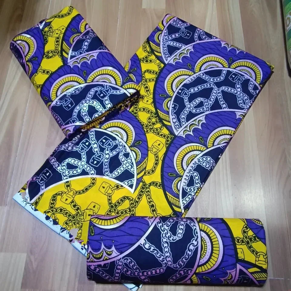 Premium African Ankara Wax Print Fabric – 6 Yards 100% Cotton Cire Finish