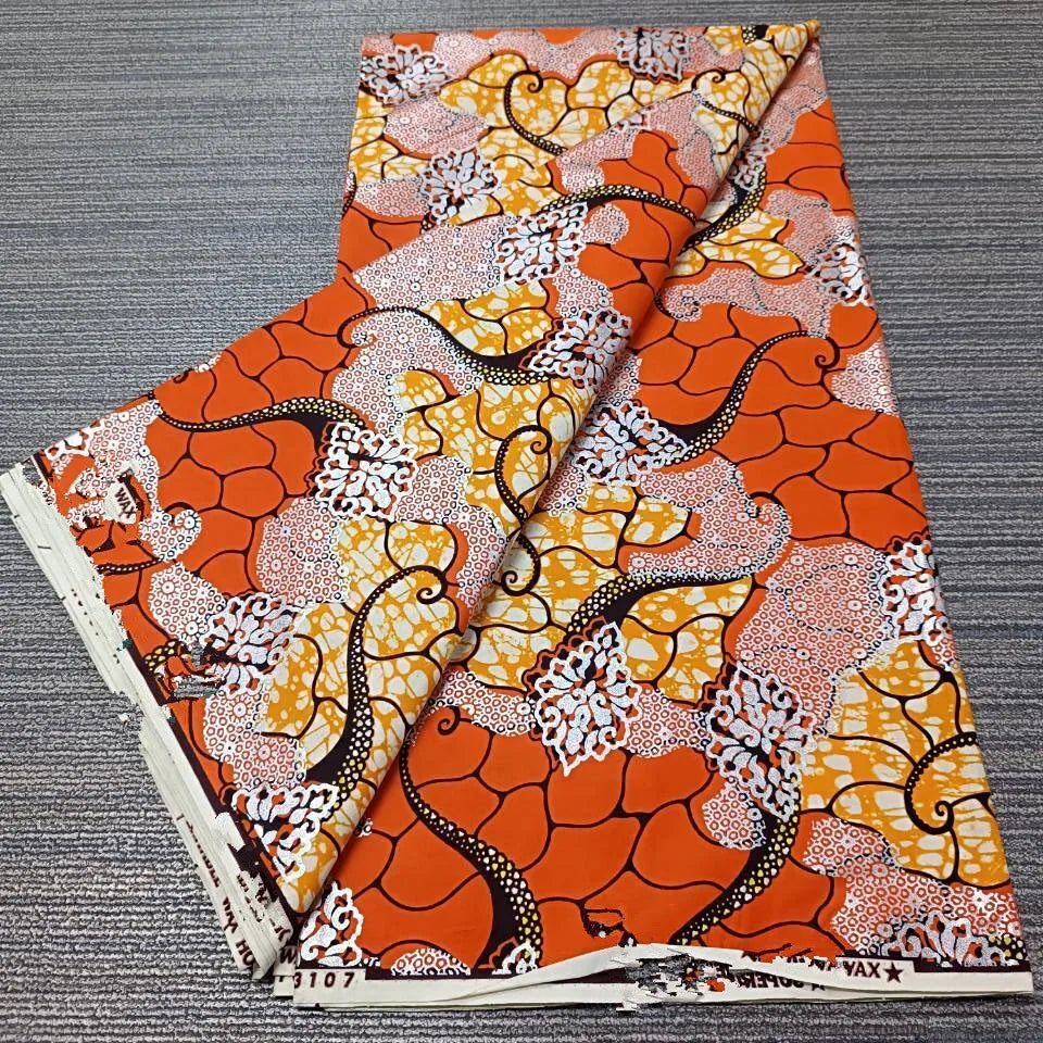 Premium African Ankara Wax Print Fabric – 6 Yards 100% Cotton Cire Finish