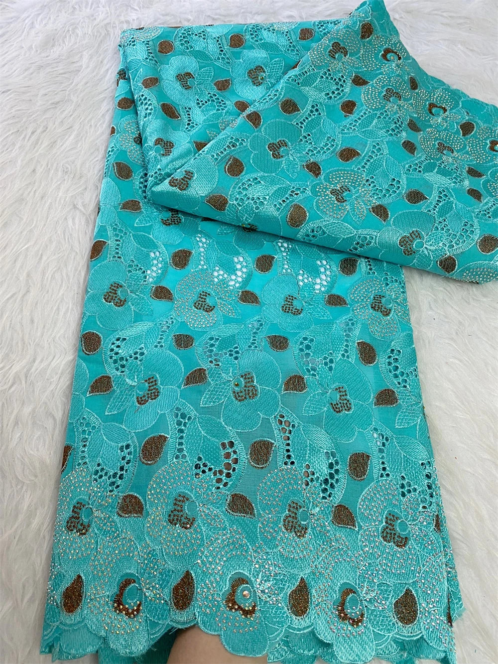 2025 Nigerian Tulle Lace Fabric – 5 Yards High-Quality Cotton Damask Embroidered Lace for Wedding & Party Dresses