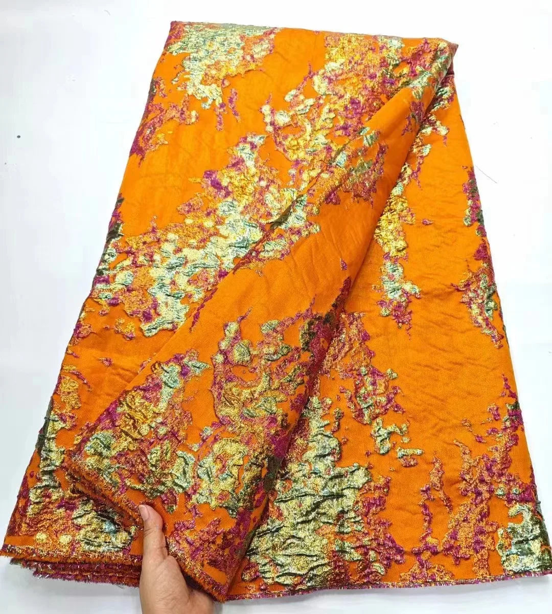 African Embroidered Sequin Lace Fabric – 5 Yards Luxury Tulle Brocade for Wedding & Party Dresses