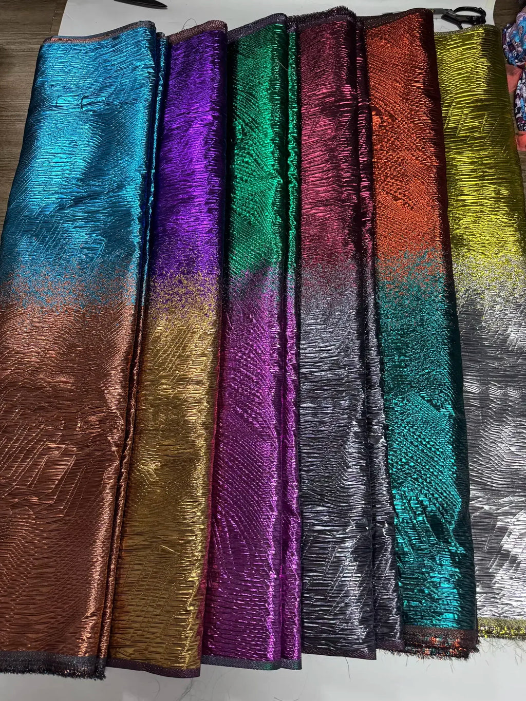 Luxury Gradient Brocade Jacquard Lace Fabric – 2025 African Transparent Mesh with Beaded Detail (120cm Width)