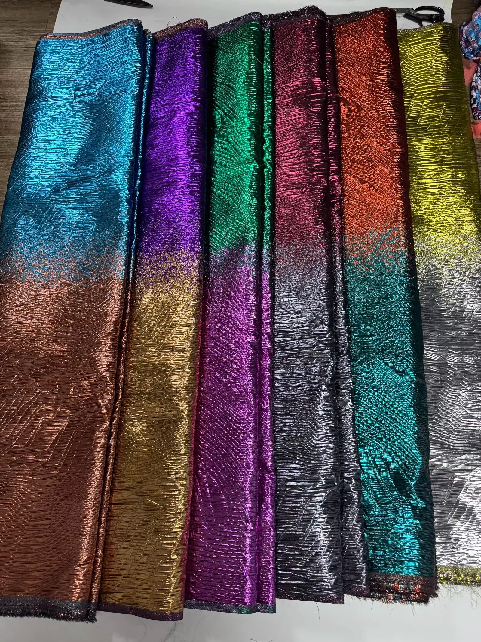 Luxury Gradient Brocade Jacquard Lace Fabric – 2025 African Transparent Mesh with Beaded Detail (120cm Width)