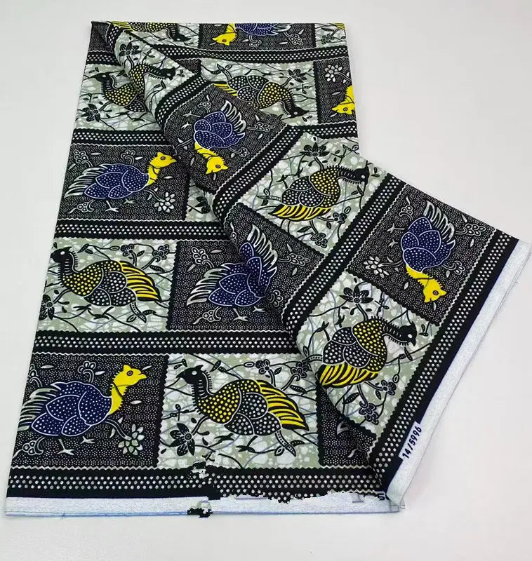 Authentic African Wax Print Fabric – 6 Yards 100% Cotton Satin Finish