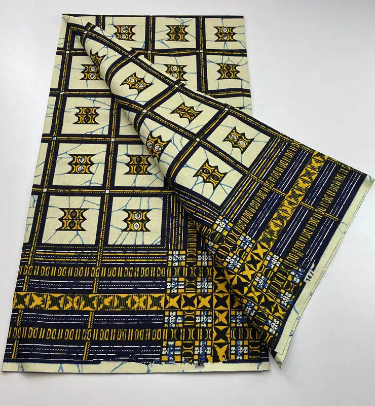 Authentic African Wax Print Fabric – 6 Yards 100% Cotton Satin Finish