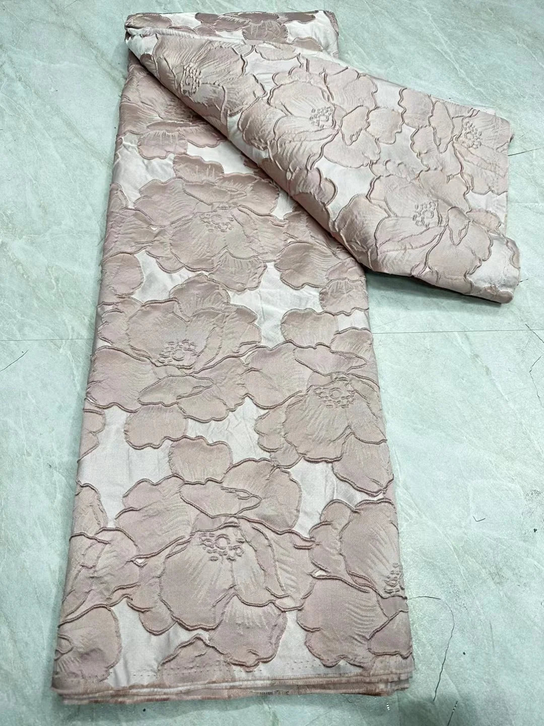 2025 Nigerian Brocade Lace Fabric – 5 Yards High-Quality Gilded Jacquard Lace for Luxury Party Dresses