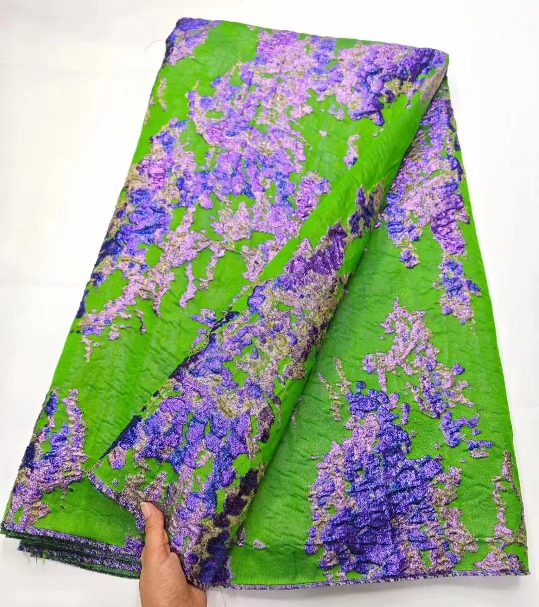 African Embroidered Sequin Lace Fabric – 5 Yards Luxury Tulle Brocade for Wedding & Party Dresses