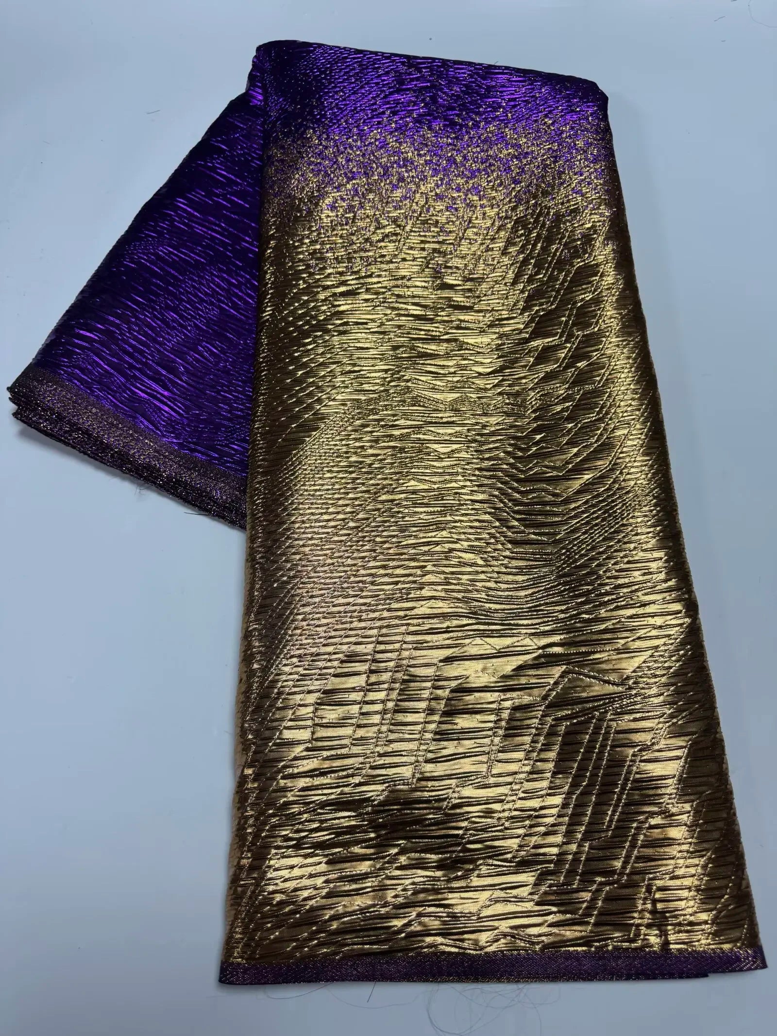 Luxury Gradient Brocade Jacquard Lace Fabric – 2025 African Transparent Mesh with Beaded Detail (120cm Width)