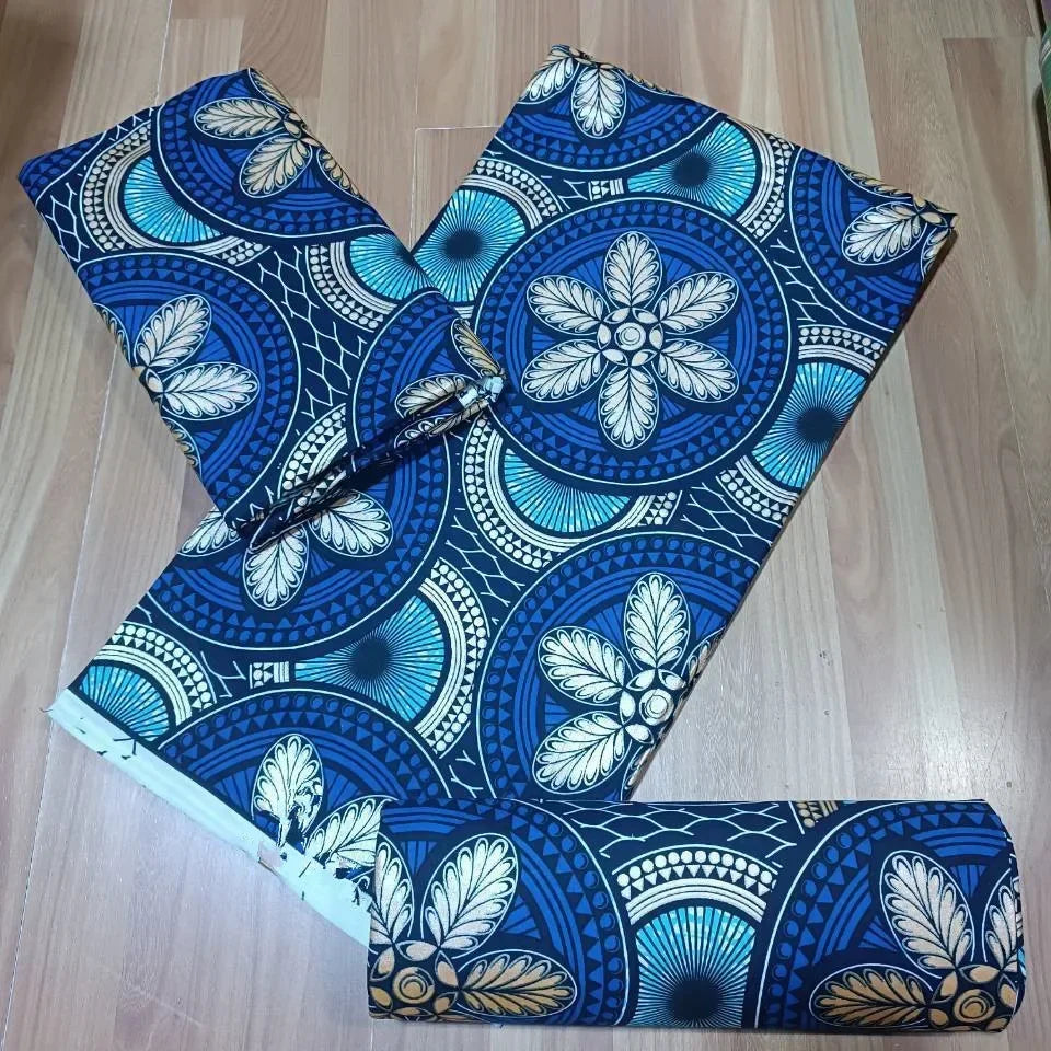 Premium African Ankara Wax Print Fabric – 6 Yards 100% Cotton Cire Finish