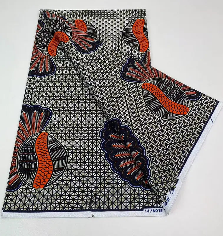 Authentic African Wax Print Fabric – 6 Yards 100% Cotton Satin Finish