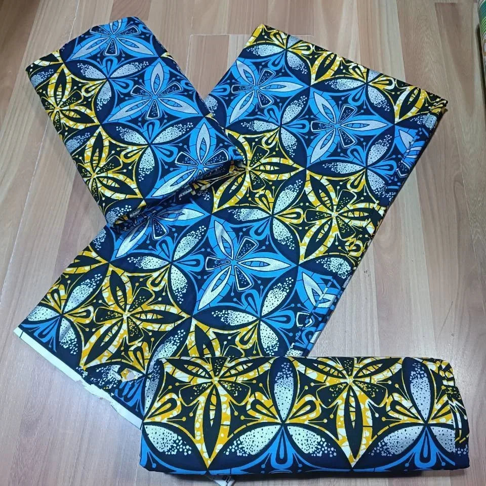 Premium African Ankara Wax Print Fabric – 6 Yards 100% Cotton Cire Finish