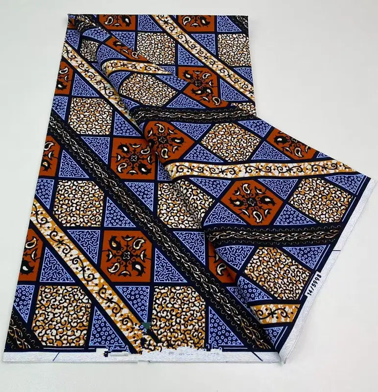 Authentic African Wax Print Fabric – 6 Yards 100% Cotton Satin Finish