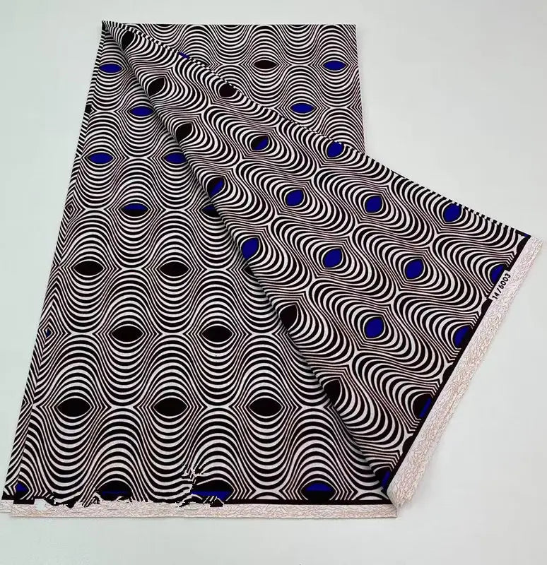 Authentic African Wax Print Fabric – 6 Yards 100% Cotton Satin Finish