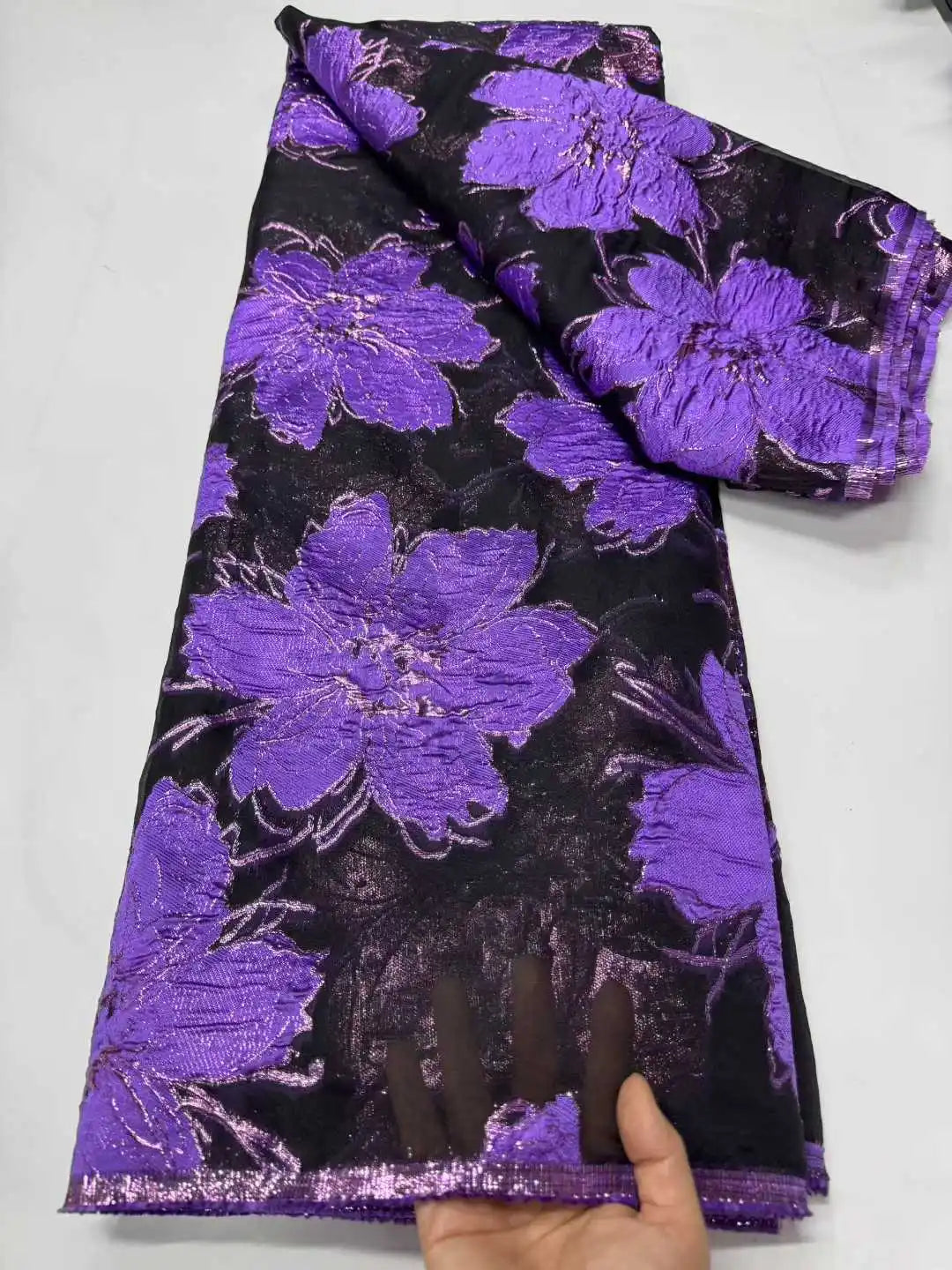 2025 Nigerian Jacquard Lace Fabric – 5 Yards African Embroidered Brocade for Asoebi & Party Dresses