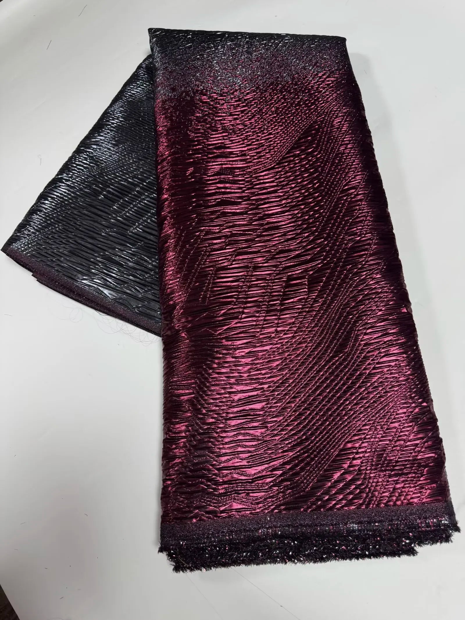 Luxury Gradient Brocade Jacquard Lace Fabric – 2025 African Transparent Mesh with Beaded Detail (120cm Width)