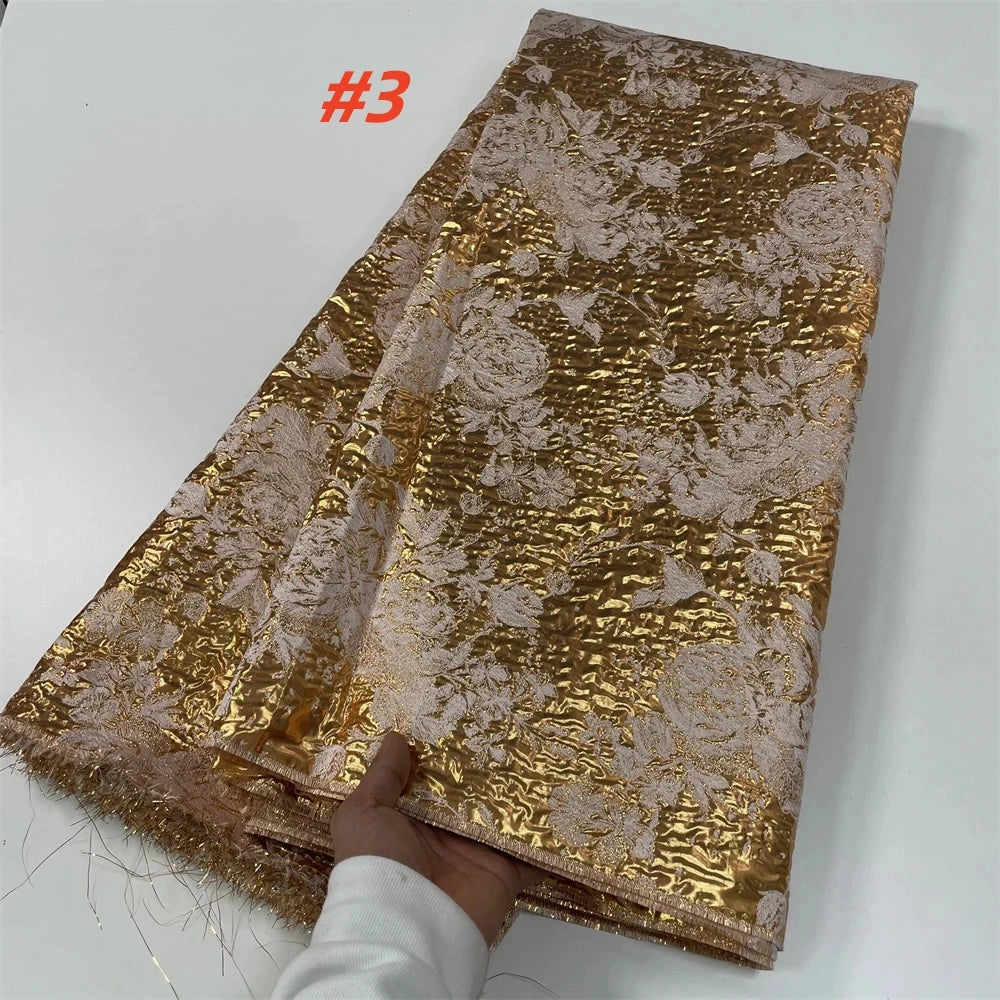 2025  Nigerian Jacquard Lace Fabric – 5 Yards High-Quality French Mesh Brocade for Evening & Wedding Dresses