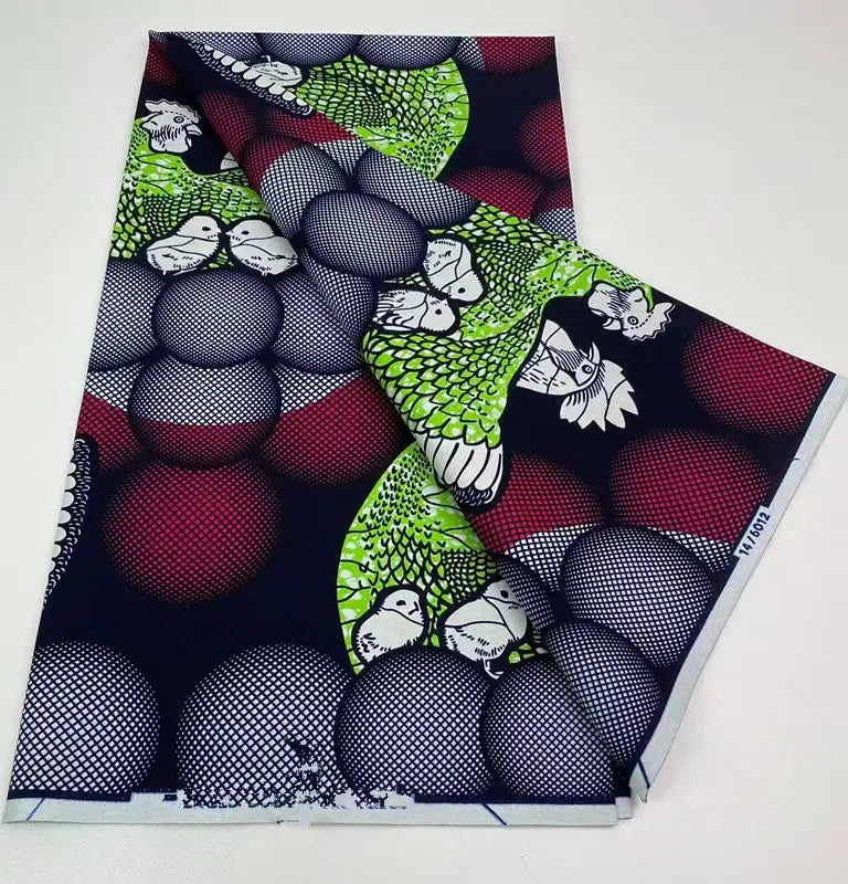 Authentic African Wax Print Fabric – 6 Yards 100% Cotton Satin Finish