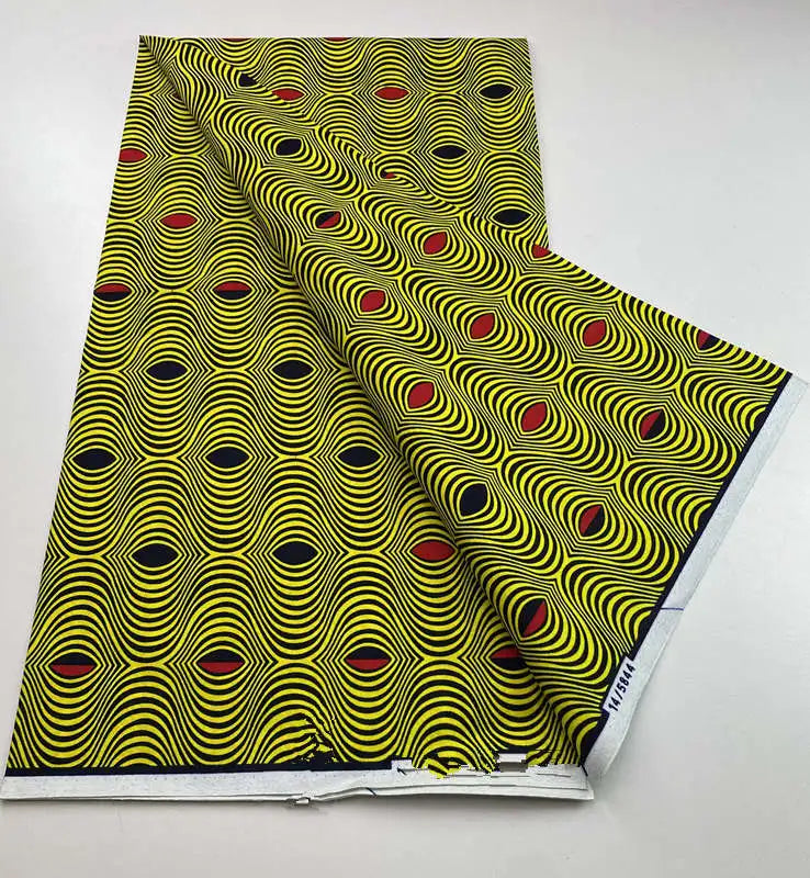 Authentic African Wax Print Fabric – 6 Yards 100% Cotton Satin Finish