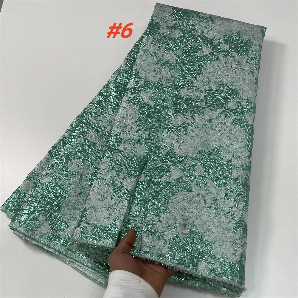 2025  Nigerian Jacquard Lace Fabric – 5 Yards High-Quality French Mesh Brocade for Evening & Wedding Dresses