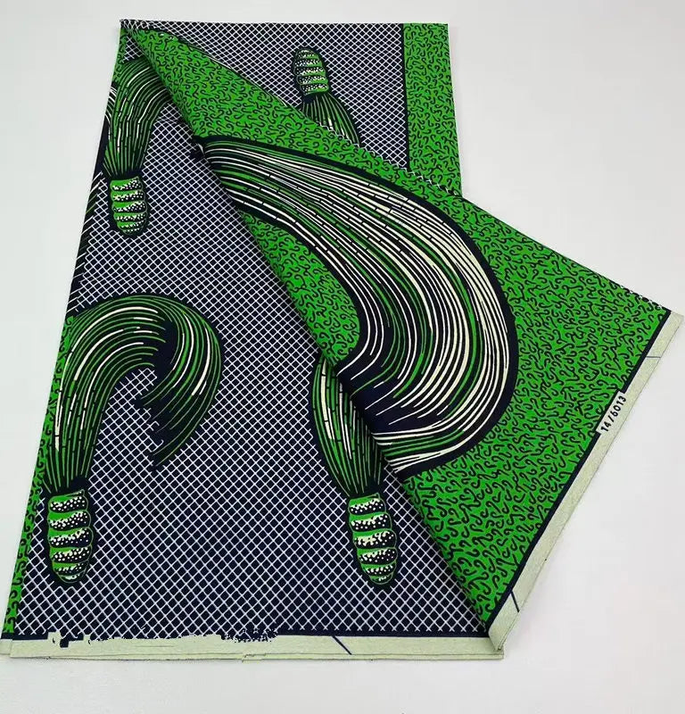 Authentic African Wax Print Fabric – 6 Yards 100% Cotton Satin Finish