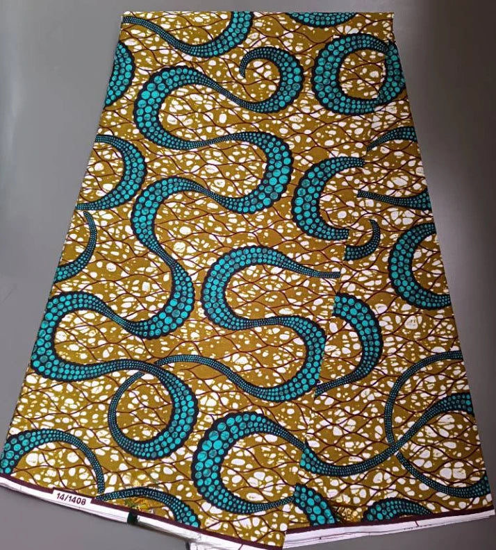 Authentic African Wax Print Fabric – 6 Yards 100% Cotton Satin Finish
