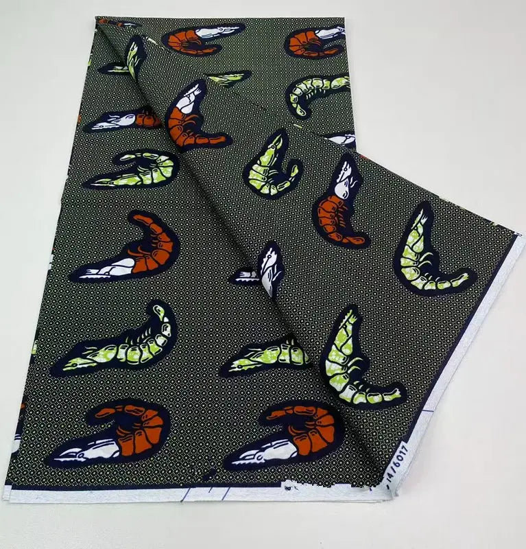 Authentic African Wax Print Fabric – 6 Yards 100% Cotton Satin Finish