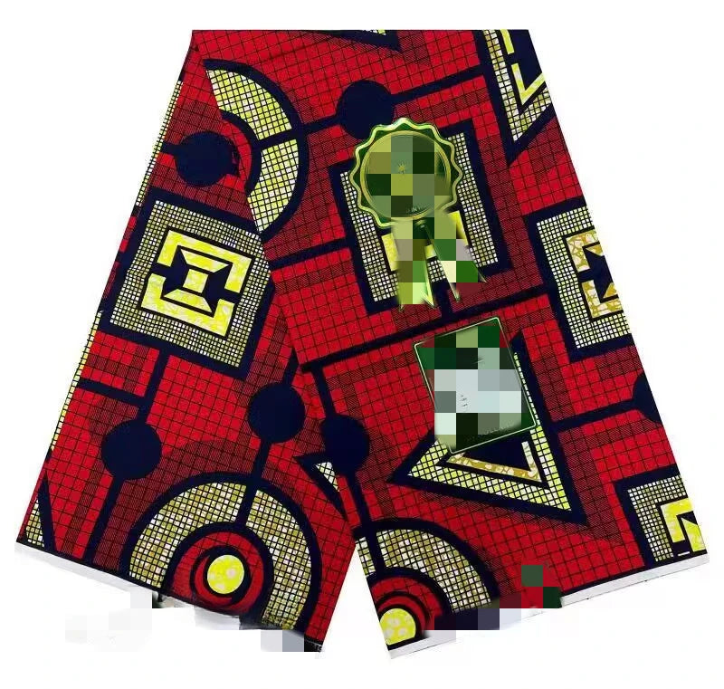 Authentic African Wax Print Fabric – 6 Yards 100% Cotton Satin Finish