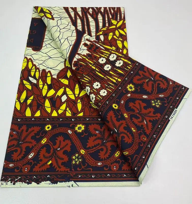 Authentic African Wax Print Fabric – 6 Yards 100% Cotton Satin Finish