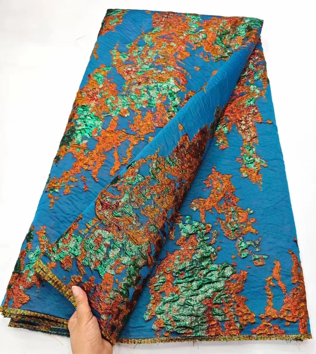 African Embroidered Sequin Lace Fabric – 5 Yards Luxury Tulle Brocade for Wedding & Party Dresses