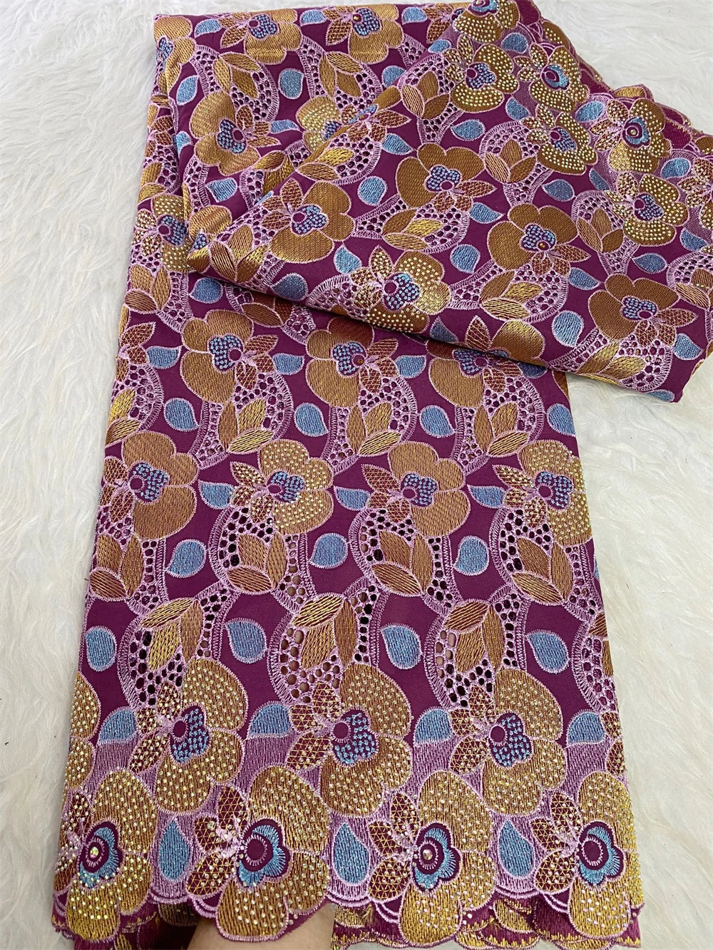 2025 Nigerian Tulle Lace Fabric – 5 Yards High-Quality Cotton Damask Embroidered Lace for Wedding & Party Dresses