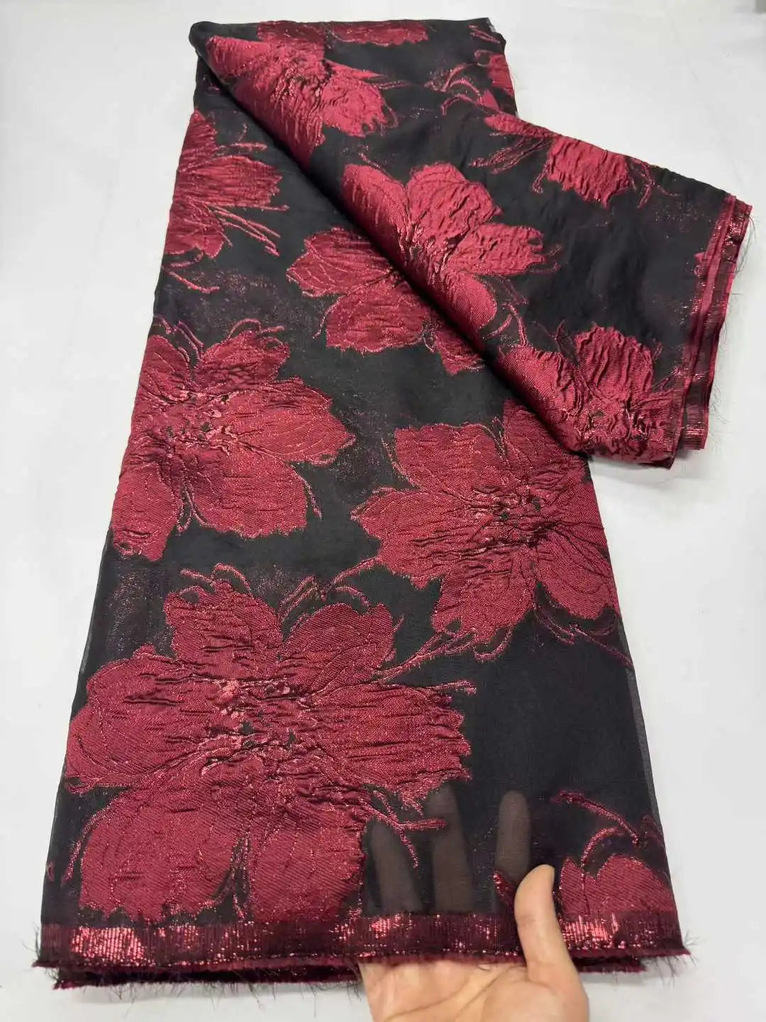 2025 Nigerian Jacquard Lace Fabric – 5 Yards African Embroidered Brocade for Asoebi & Party Dresses