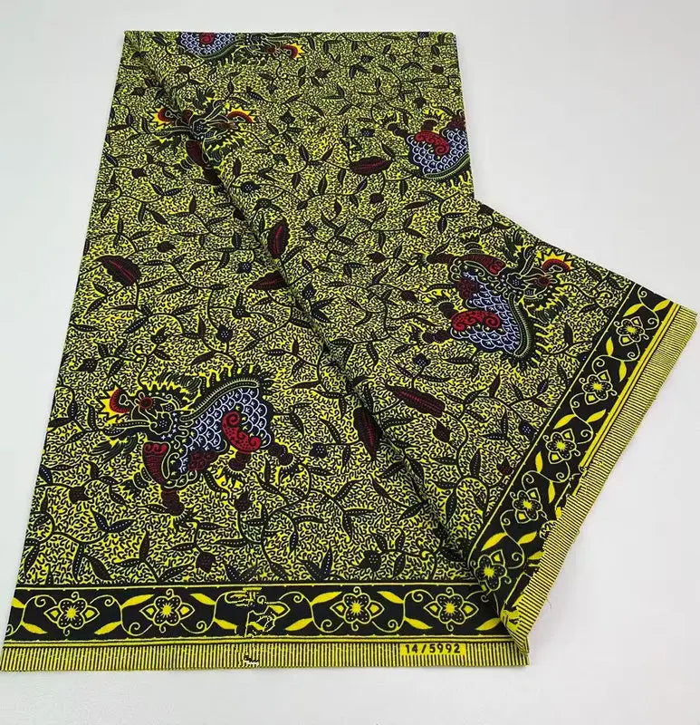 Authentic African Wax Print Fabric – 6 Yards 100% Cotton Satin Finish