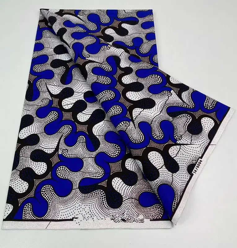 Authentic African Wax Print Fabric – 6 Yards 100% Cotton Satin Finish